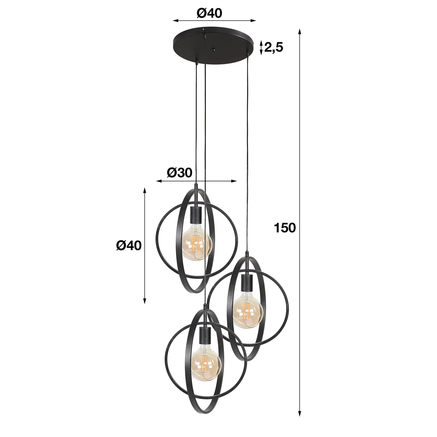 Hanglamp turn around 3-lichts