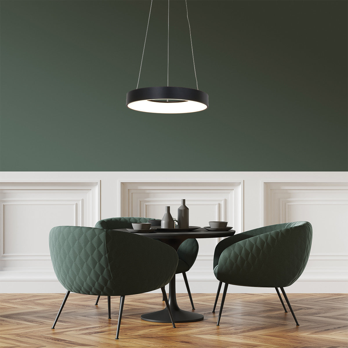 2695ZW Hanglamp Ringlede  Zwart rond 48 cm