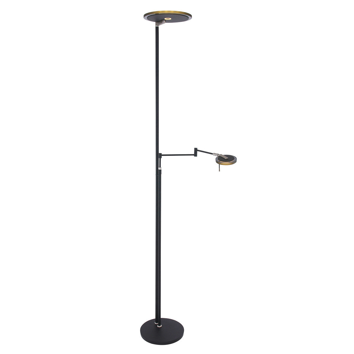 2663ZW Vloerlamp Turound  Zwart lees arm