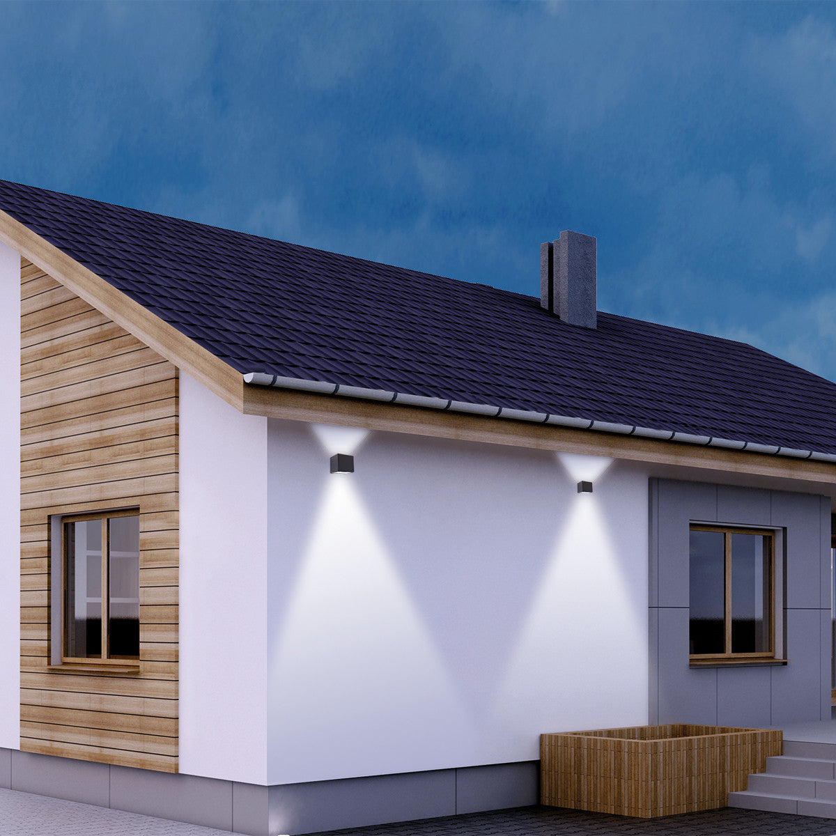 2728ZW Buitenlamp Logan  - sensorlamp met verstelbaar lichtbeeld