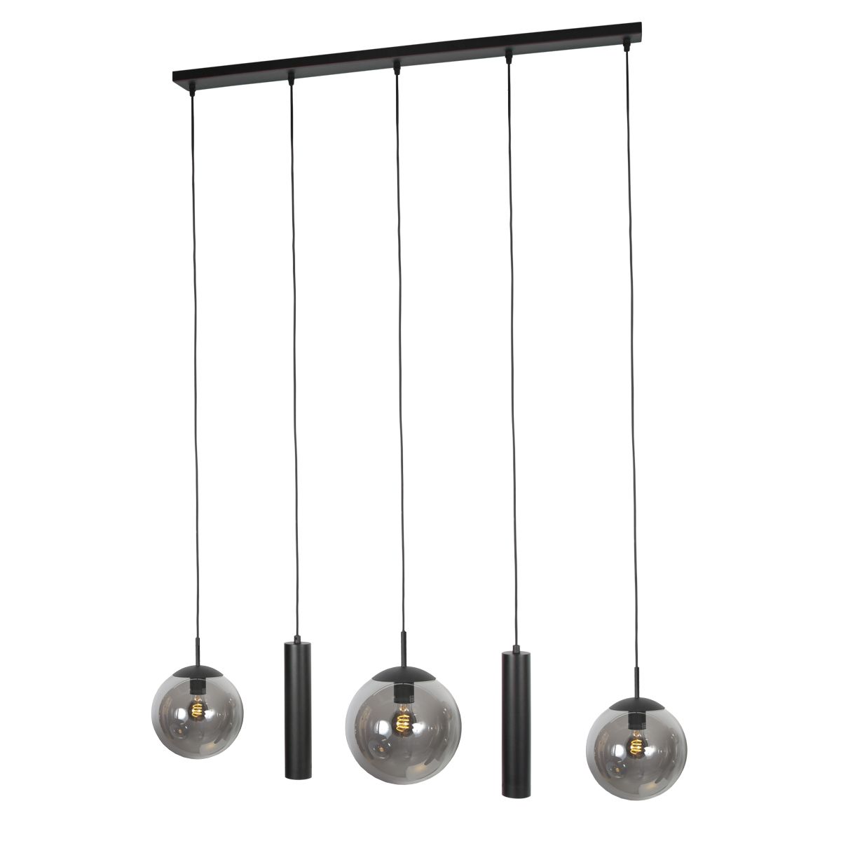 4847ZW Zwarte hanglamp Bollique , 5-lichts voor eettafel