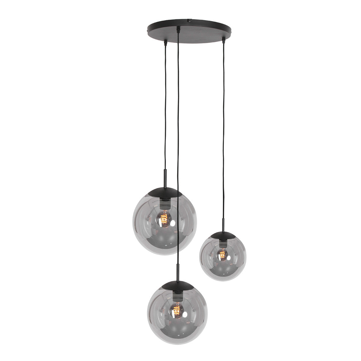 3123ZW Hanglamp Bollique New  Zwart 3lichts E27 fitting
