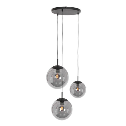 3123ZW Hanglamp Bollique New  Zwart 3lichts E27 fitting