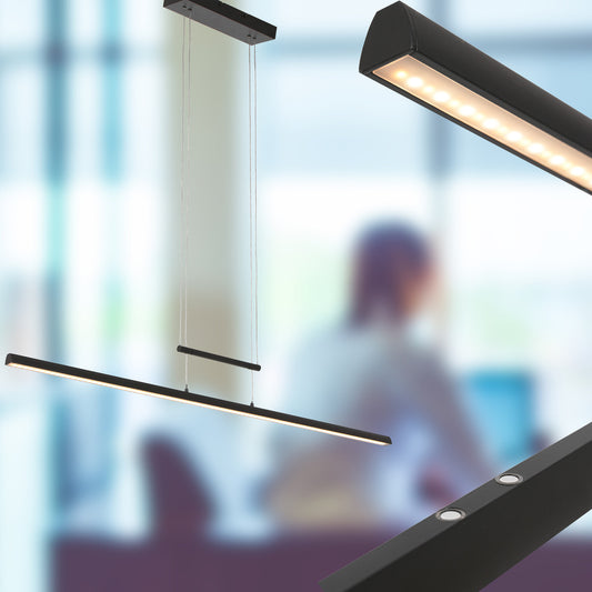 3317ZW Hanglamp Profilo  Zwart 115cm breed 1700 lumen