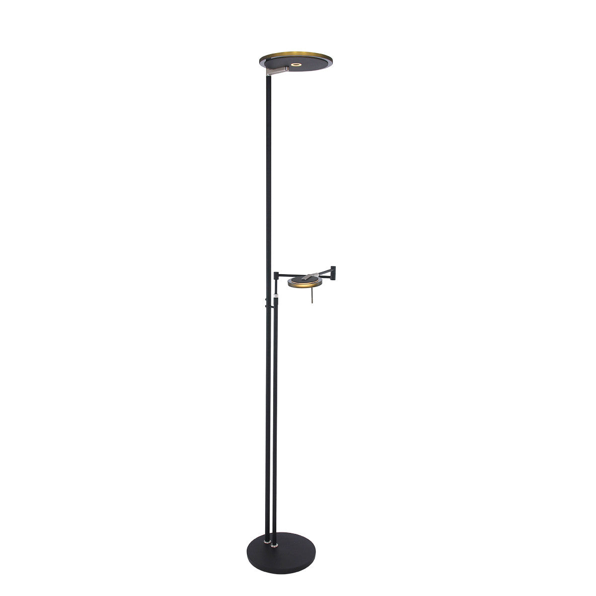 2663ZW Vloerlamp Turound  Zwart lees arm