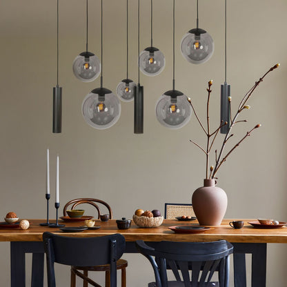 4846ZW Zwarte hanglamp Bollique , 9-lichts design voor eettafel