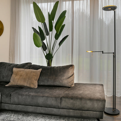 2663ZW Vloerlamp Turound  Zwart lees arm