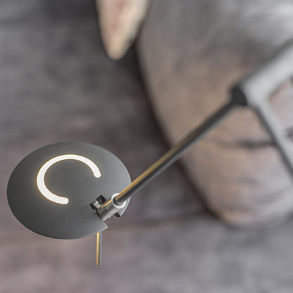2107ZW Vloerlamp Zodiac  Zwart Knikarm Dimbaar