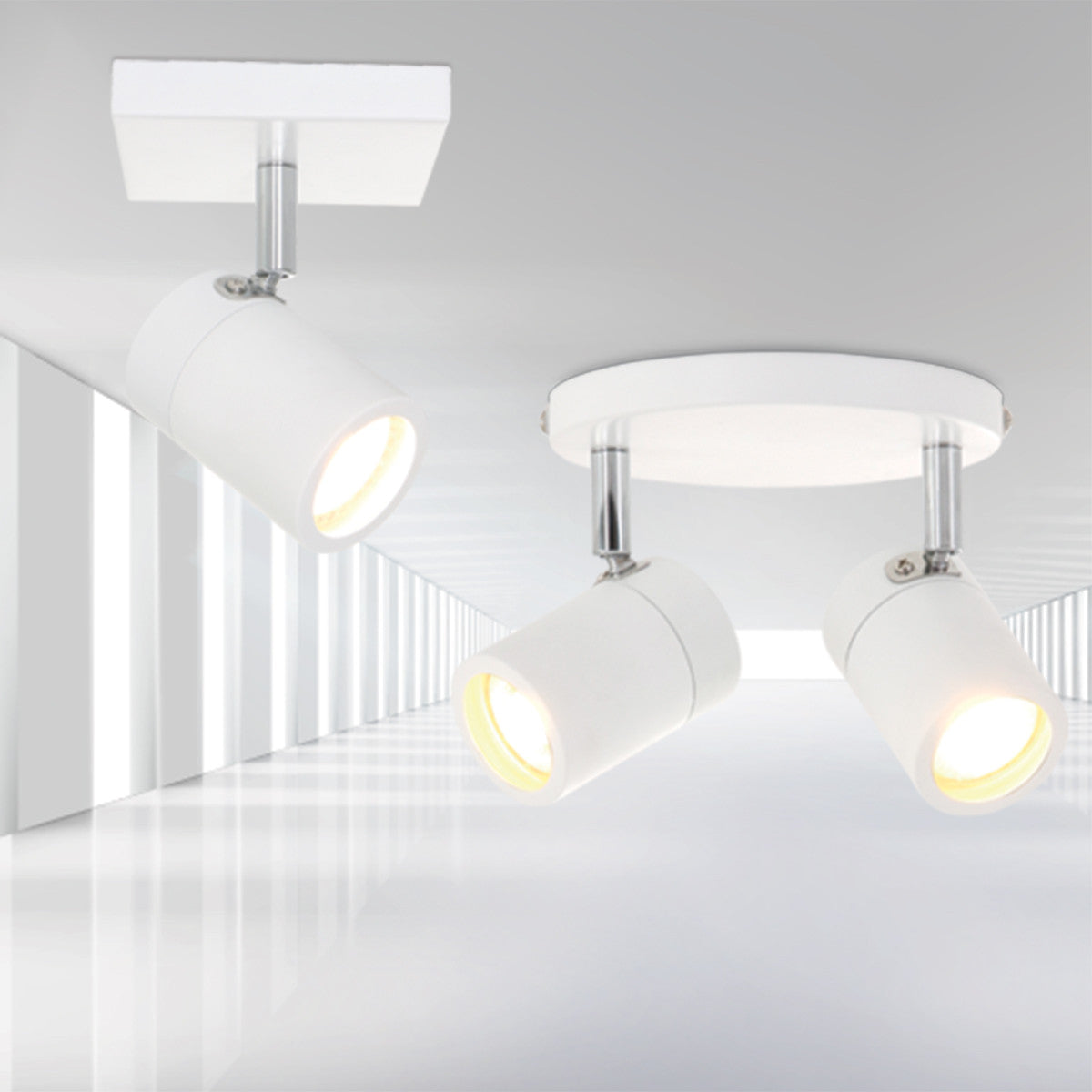 2487W Witte 2-lichts spot Upround  inclusief lichtbronnen
