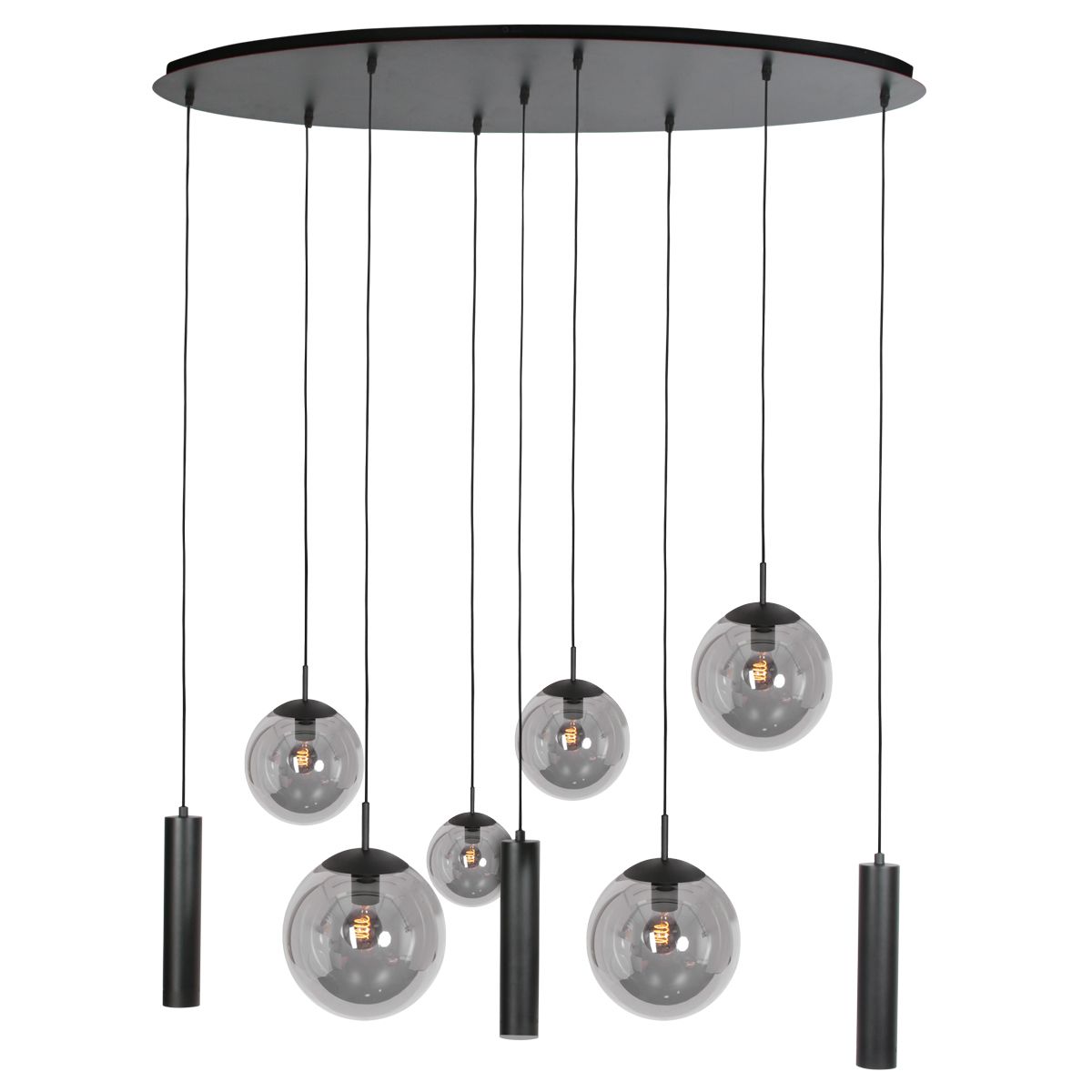 4846ZW Zwarte hanglamp Bollique , 9-lichts design voor eettafel