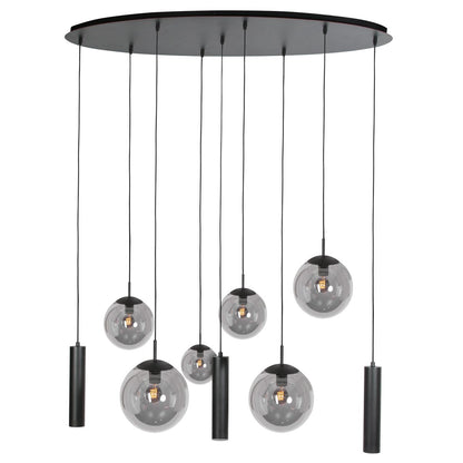 4846ZW Zwarte hanglamp Bollique , 9-lichts design voor eettafel