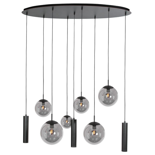 4846ZW Zwarte hanglamp Bollique , 9-lichts design voor eettafel