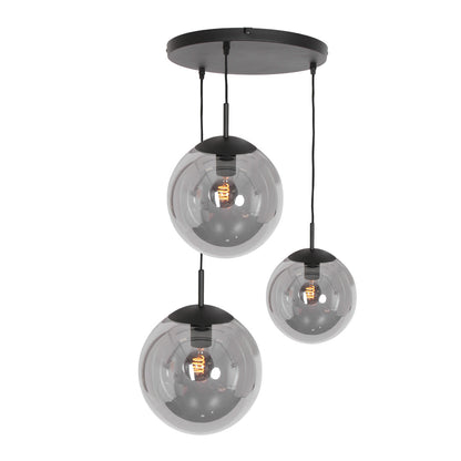 3123ZW Hanglamp Bollique New  Zwart 3lichts E27 fitting