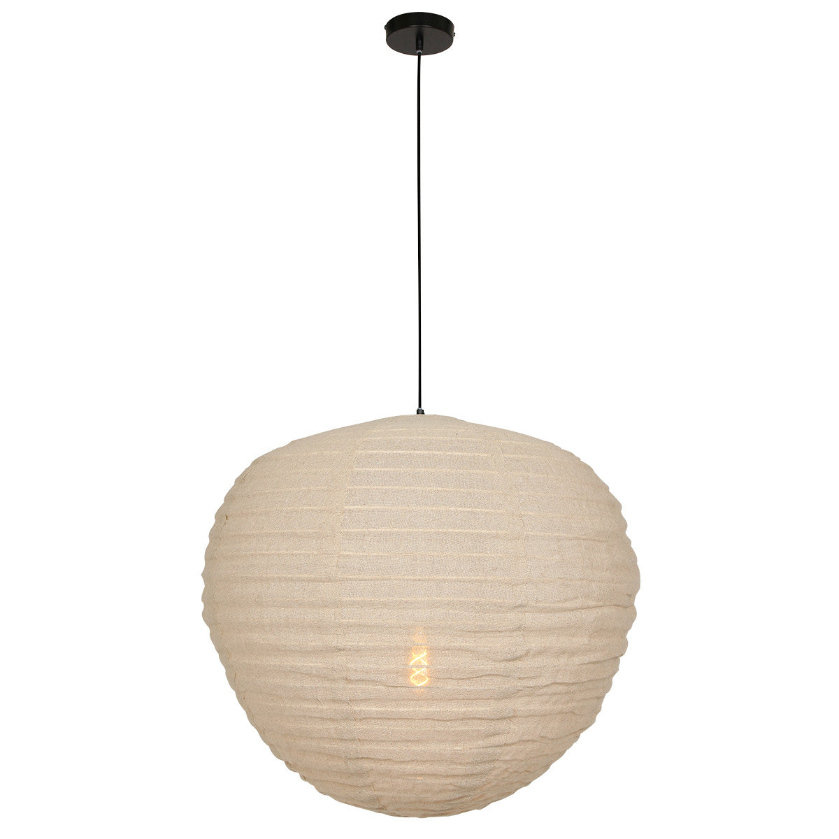 2136B Hanglamp Bangalore  - bamboe linnen kap, sfeervol statement