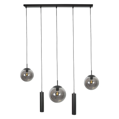 4847ZW Zwarte hanglamp Bollique , 5-lichts voor eettafel