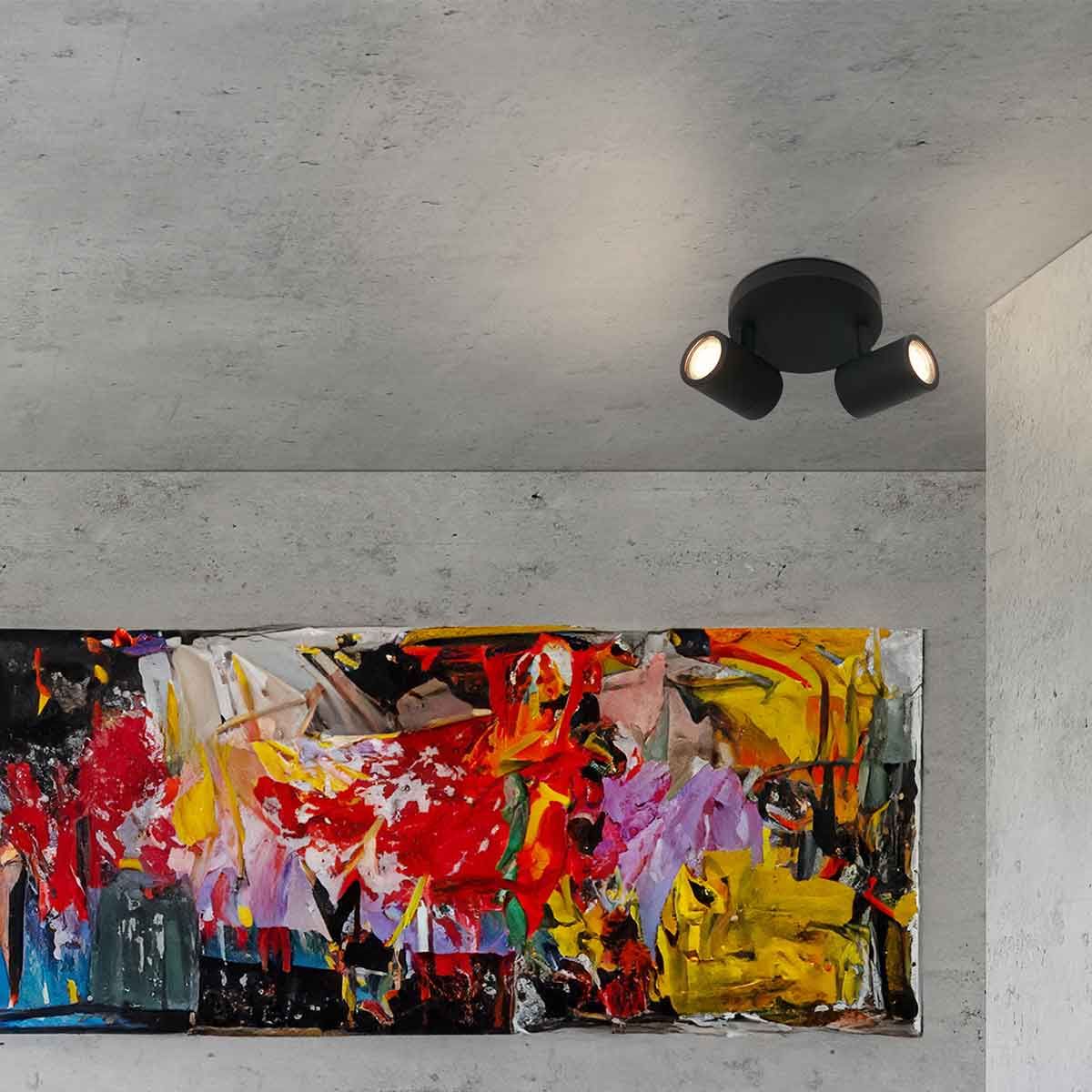 2487ZW Zwarte 2-lichts spot Upround  inclusief lichtbronnen