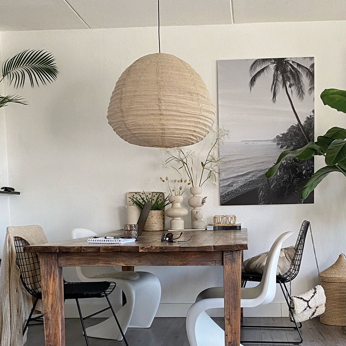 2136B Hanglamp Bangalore  - bamboe linnen kap, sfeervol statement