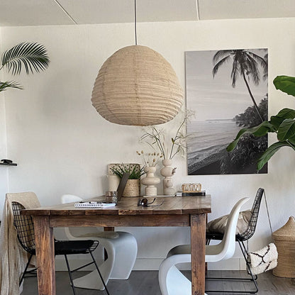 2136B Hanglamp Bangalore  - bamboe linnen kap, sfeervol statement