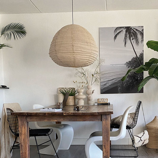 2136B Hanglamp Bangalore  - bamboe linnen kap, sfeervol statement