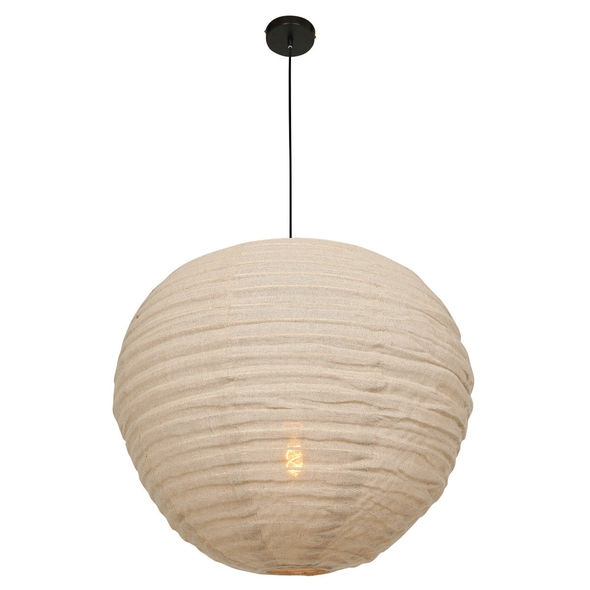2136B Hanglamp Bangalore  - bamboe linnen kap, sfeervol statement