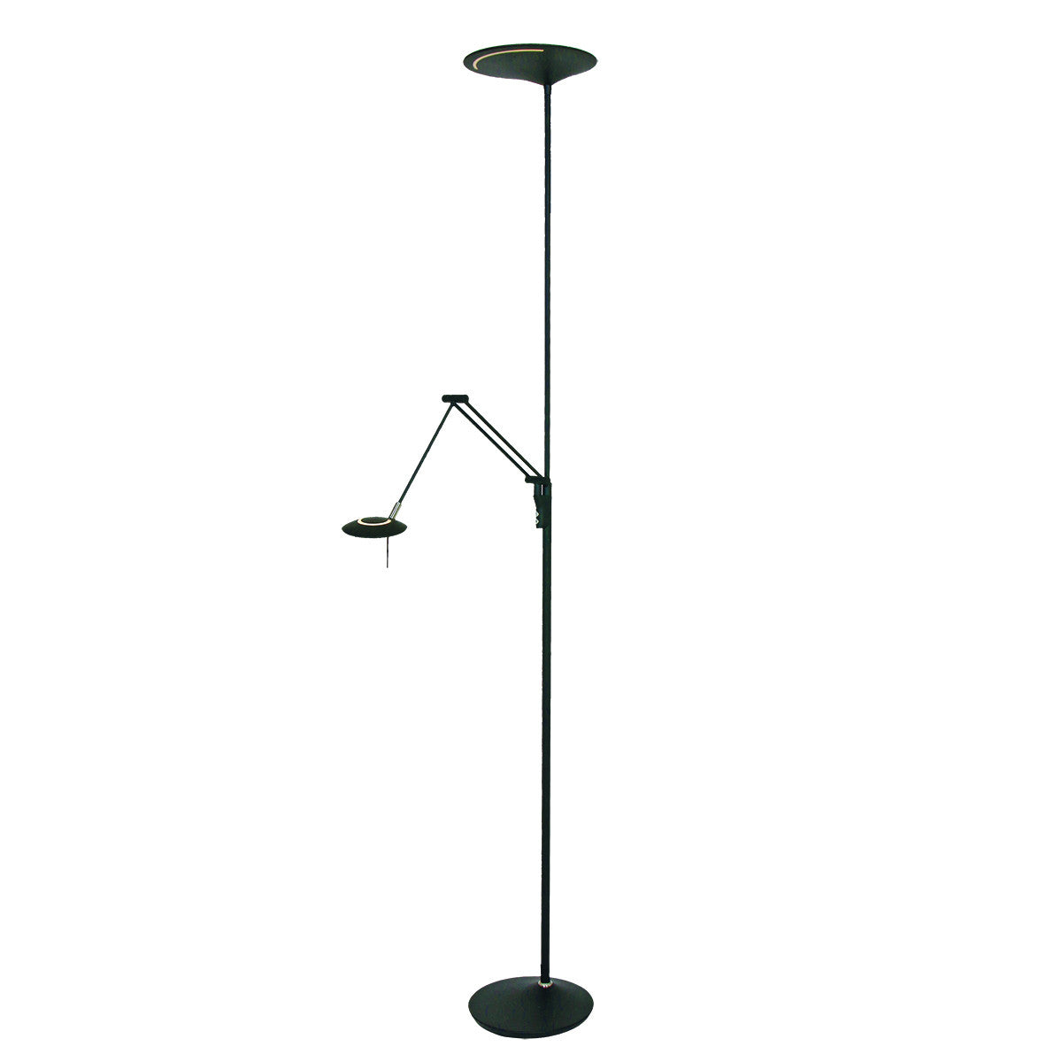 2107ZW Vloerlamp Zodiac  Zwart Knikarm Dimbaar