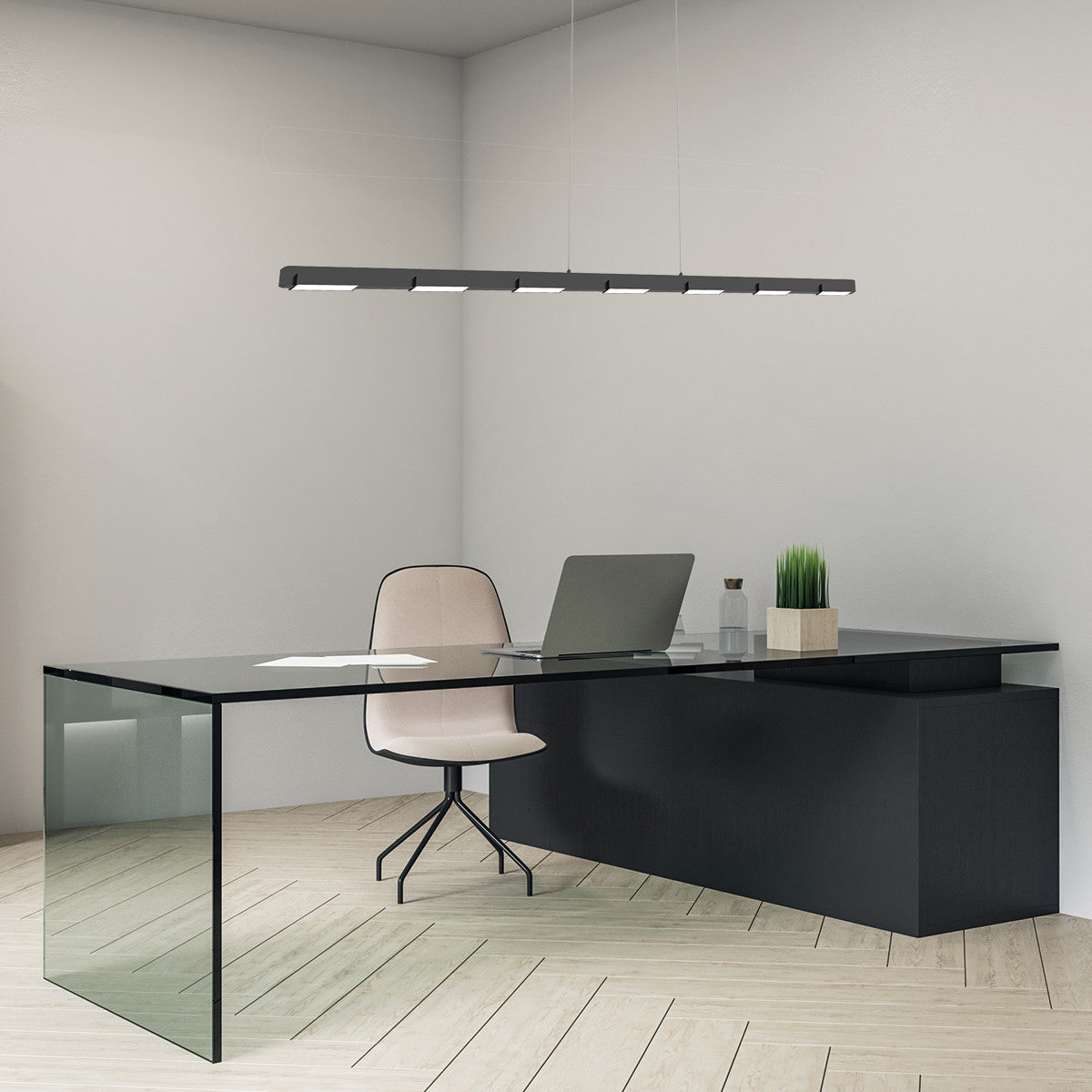 3297ZW Hanglamp Bloc  Zwart met Cable lift