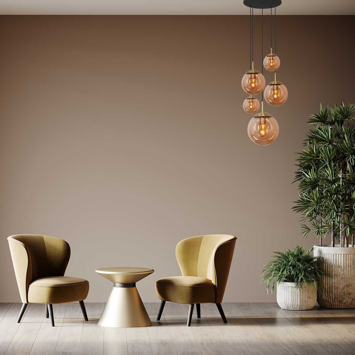 2730ME Plafondlamp Bollique New  Messing 5 lichts E27 fitting