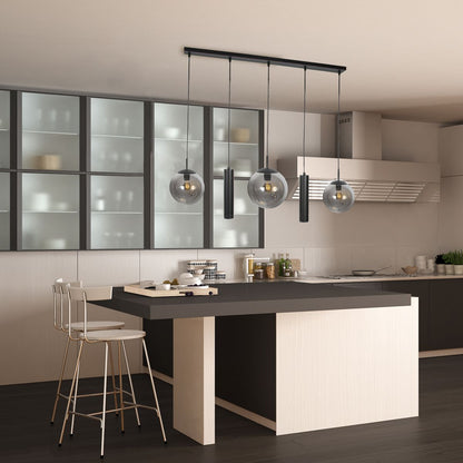 4847ZW Zwarte hanglamp Bollique , 5-lichts voor eettafel