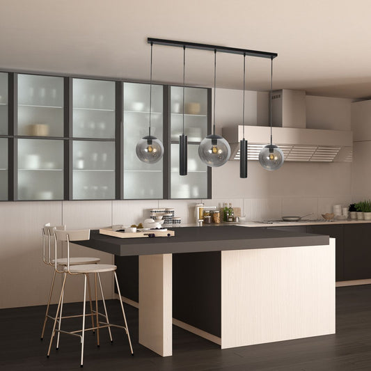 4847ZW Zwarte hanglamp Bollique , 5-lichts voor eettafel