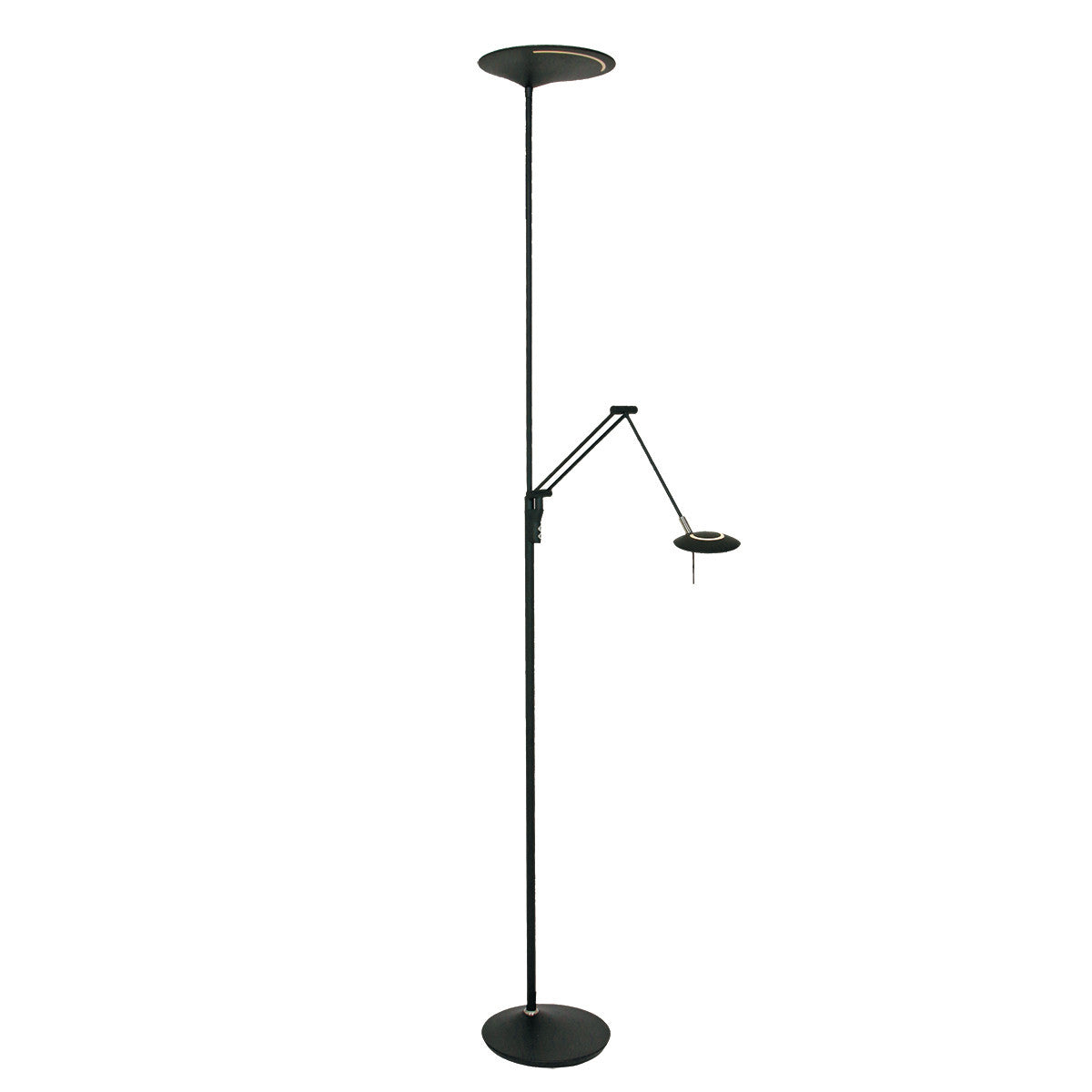 2107ZW Vloerlamp Zodiac  Zwart Knikarm Dimbaar