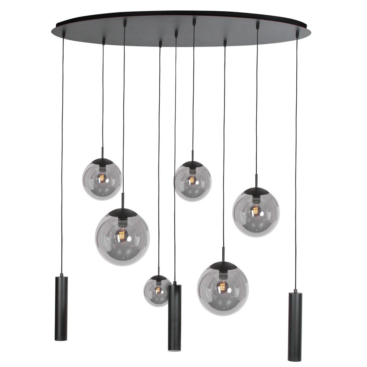 4846ZW Zwarte hanglamp Bollique , 9-lichts design voor eettafel