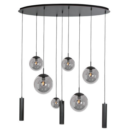 4846ZW Zwarte hanglamp Bollique , 9-lichts design voor eettafel