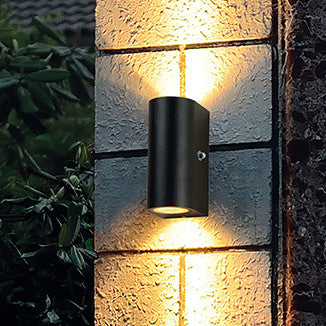 2720ZW Buitenlamp Logan  - zwarte wandlamp met sensor en up-downlicht