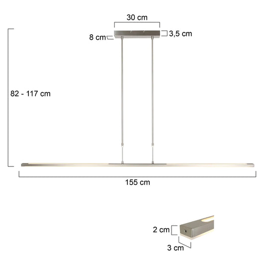 Hanglamp Zelena nikkel 155cm
